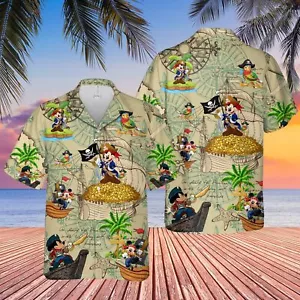 Mickey The Pirate Adventure Funny Mouse Cartoon All Over Print HAWAIIAN Shirt - Picture 1 of 2