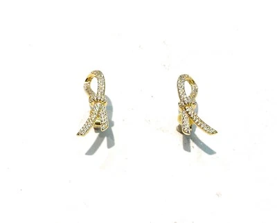 Orecchini Fiocco Oro Giallo Argento 925 con Zirconi – Eleganti – diWa Jewels - Immagine 1 di 3