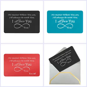 Billetera de metal grabada personalizada de aluminio ""Infinity Love"" inserto mini nota de amor - Imagen 1 de 21