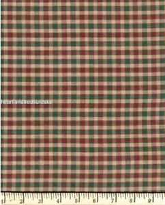 Dunroven House H-48 Green ~ Country Red ~ Wheat Plaid Homespun Fabric ~ You Pick