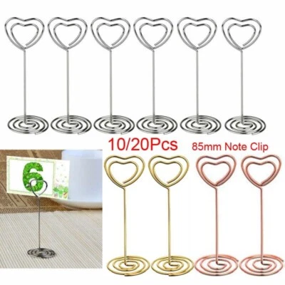 10x Heart Pattern Table Number Name Card Holder Party Memo Photo Stand Note Clip - Image 1 of 4