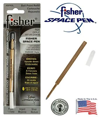 Una (1) pluma Fisher Space serie SPR tinta plateada/recarga de punto medio #SPRSL Foto 1 de 4
