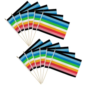 12pc Pack of Queer 12x18in Stick Flags for LGBTQ Rainbow Pride Parades Decor - Picture 1 of 2