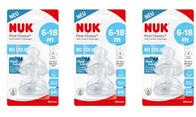 NUK First Choice Plus Flow Control 6 x Silikon-Trinksauger alle Nahrungsarten
