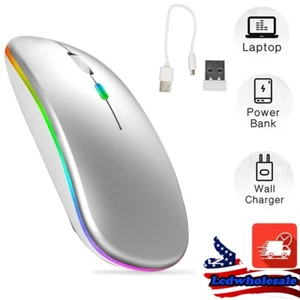 Wireless Bluetooth Mouse Dual Mode Silent Ergonomic Rechargeable For Laptop PC - Picture 1 of 17