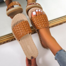 Womens Flats Summer Woven Strap Flats Slip On Sandals Fashion Sandals Shoes Size