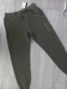 Ralph Lauren Polo Olive Green Pony Logo Quilted Jogger Sweatpants Uk M 10-12 - Picture 1 of 7