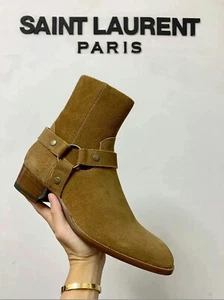 $1450 Brand New Saint Laurent YSL Wyatt Harness Boots 41.5 - Picture 1 of 24