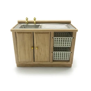 Dollhouse 1:12 Wooden Kitchen Sink Basket Bathroom Cabinet Miniature Furniture - Picture 1 of 4
