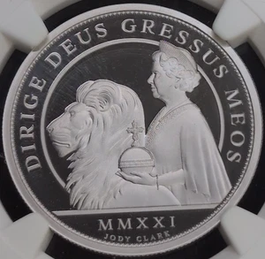 2021 Alderney Pt £50 QE II Una & The Lion NGC PF 70 Ultra Cameo (BM) - Picture 1 of 8