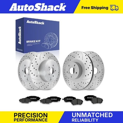 Front Rear Drilled Slotted Brake Rotors Premium Ceramic Pads for Subaru Outback Foto 1 de 4