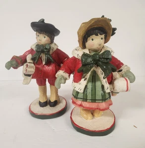 House Of Hatten Carolers Boy Girl Figurine Christmas Holiday Set Of 2 Vintage - Picture 1 of 21