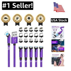 Nylon geflochtenes magnetisches Ladekabel - 6 Längen, Einhandbedienung, LED-Licht - Bild 1 von 9