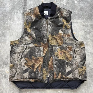 Vintage Y2K Carhartt Realtree Hardwoods Camo Quilted Vest - Picture 1 of 7