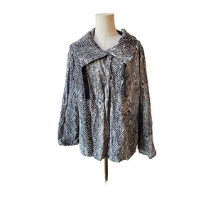 Chico's Sz 3 Gray Snake Metallic Lightweight Sailor Collar Windbreaker Jacket XL - Picture 1 of 5