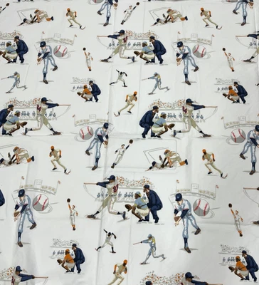 Pottery Barn Kids Baseball Flat Sheet Queen White 100% Organic Cotton - Image 1 of 4