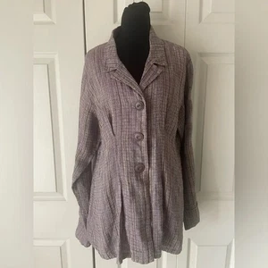 FLAX 100% LINEN Long Sleeve Lagenlook Jacket Pockets S - Picture 1 of 7
