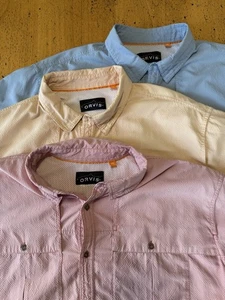 Set 3 Orvis Forellen Po Hemd Herren Xxl SS Knopfleiste Angeln Seersucker - Bild 1 von 9