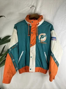 VTG Pro Player Daniel Young Miami Dolphins NFL 90's Puffer Jacket Size Small - Picture 1 of 21