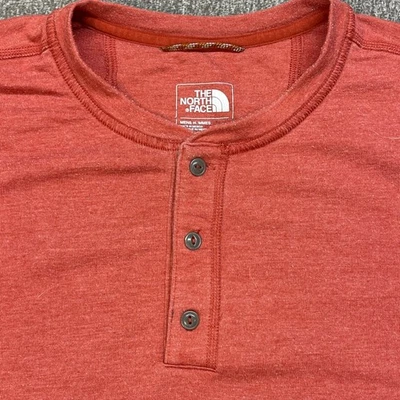Camisa Henley masculina manga longa The North Face vermelha urze mistura de algodão grande - Imagem 1 de 4