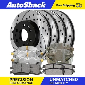 Front Rear Drilled Slotted Brake Rotors Pads Calipers for GMC Sierra 1500 - Picture 1 of 7
