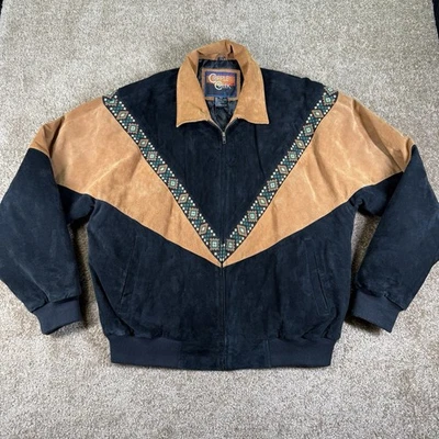 Cripple Creek Jacket Mens XXL Southwestern Aztec Full Zip Bomber Black Brown VTG - Image 1 of 4