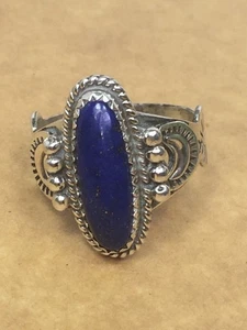 Vintage Sterling Silber blauer Lapis gestempelt Navajo - Bild 1 von 7