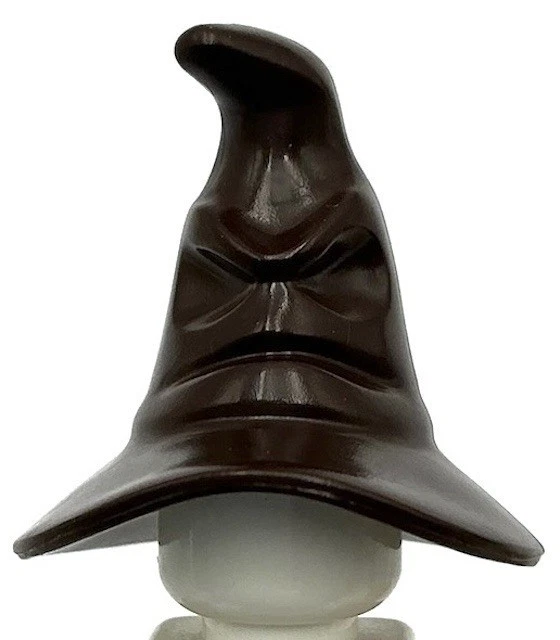 Lego New Dark Brown Minifigure Headgear Hat Wizard Witch Face Part - Image 1 of 1