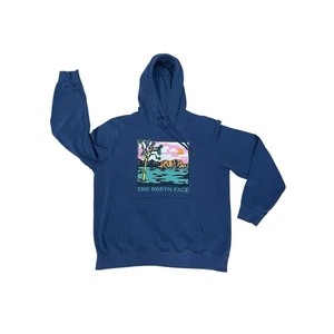 Felpa con cappuccio The North Face blu grafica iniezione uomo taglia large avventura - Foto 1 di 12