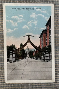 Eagle Gate Salt Lake City Utah State Capitol Building Street View Postcard - Imagen 1 de 2