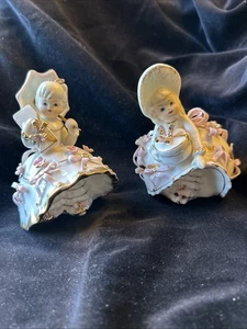 Vintage Lefton Ceramic Porcelain Bloomer Girls - 2 Piece Set - Picture 1 of 19