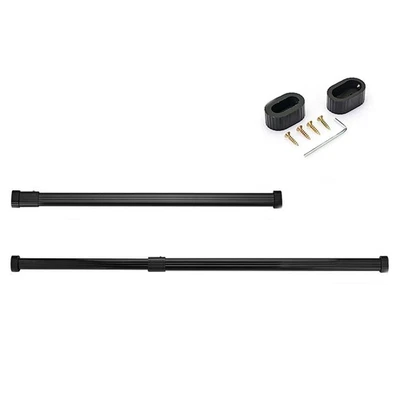 1 PCS Adjustable Closet Rod, 16-24 Inch, Black, Heavy Duty Aluminum, Oval Shape - Image 1 of 4