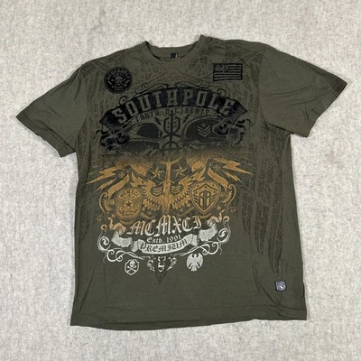 Camisa Southpole Para Hombre Mediana? Fieltro verde oscuro estampado gráfico Y2K Foto 1 de 4