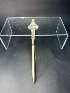 Vtg Brass Letter Opener Celtic Cross Made In Israel By TSG - Picture 1 of 7