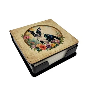 Boston Terrier und Blumen PU Leder Notiz Papier Halter DAC2100NT4 - Bild 1 von 4
