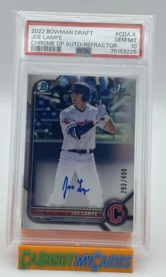 2022 Bowman Draft Joe Lampe PSA 10 Chrome Auto Refractor /499 PF - Image 1 of 2
