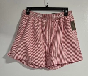 NWT J. Crew Patterned Boxers Red And White Stripe BW438 Mens Size Medium - Picture 1 of 4