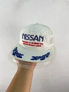Vintage 90s Nissan Hat Nismo Trucker Cap JDM Motorsport Racing White One size - Picture 1 of 7