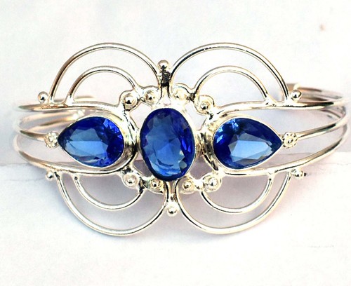 VALENTINO Bracciale regolabile gioielli argento sterling 925 pietra preziosa tanzanite blu