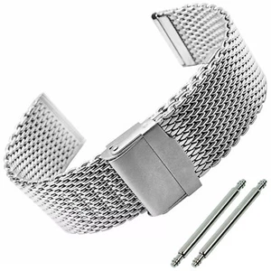 18. 20. 22. 24mm Stal nierdzewna Milanaise Mesh Pasek do zegarka Srebrny Metal Zamiennik Nowy - Zdjęcie 1 z 8