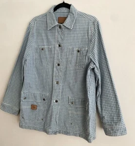 LAUREN RALPH LAUREN  Denim Chore Barn  Coat Gingham Check Blue L Utility Jacket - Picture 1 of 16