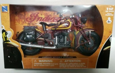 NEWRAY 1:12 1934 INDIAN SPORT SCOUT CLASSIC DIECAST MOTORCYCLE BROWN 42113 - Image 1 of 4
