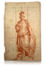 Rötelzeichnung Skizze um 1835 - Minerva römische Göttin - Büttenpapier 