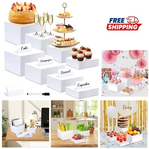 Acrylic Buffet Risers Set 8 Pcs Stackable Display Stands for Food & Events - Picture 1 of 9