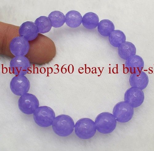 VALENTINO Bracciale elastico pietra preziosa tonda alessandrite viola sfaccettata naturale 10 mm 7 5''AAA