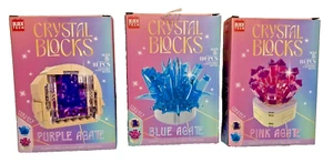Block Tech Crystal Blocks Set of 3 Agate Purple Blue and Pink 302 pieces total - Picture 1 of 4