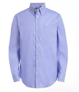 NWT Chaps Boys Youth Sz L 14/16 Stretch Oxford Collared Shirt Long Sleeve Blue - Imagen 1 de 4