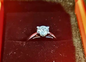 Platinum 1/2 carat Solitaire Diamond Engagement Ring - Picture 1 of 7