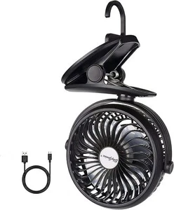 Battery Operated Clip on Stroller Fan Portable Mini Desk Fan Rechargeable - Picture 1 of 9