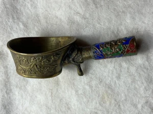 Chinese Brass and cloisonné Libation Handle Cup - Picture 1 of 3